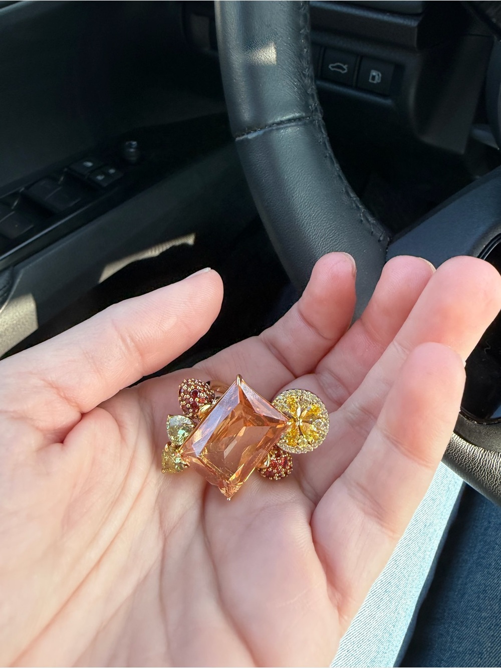 kate spade Gold-Tone Amber Crystal Statement Ring - Picture 2 of 5